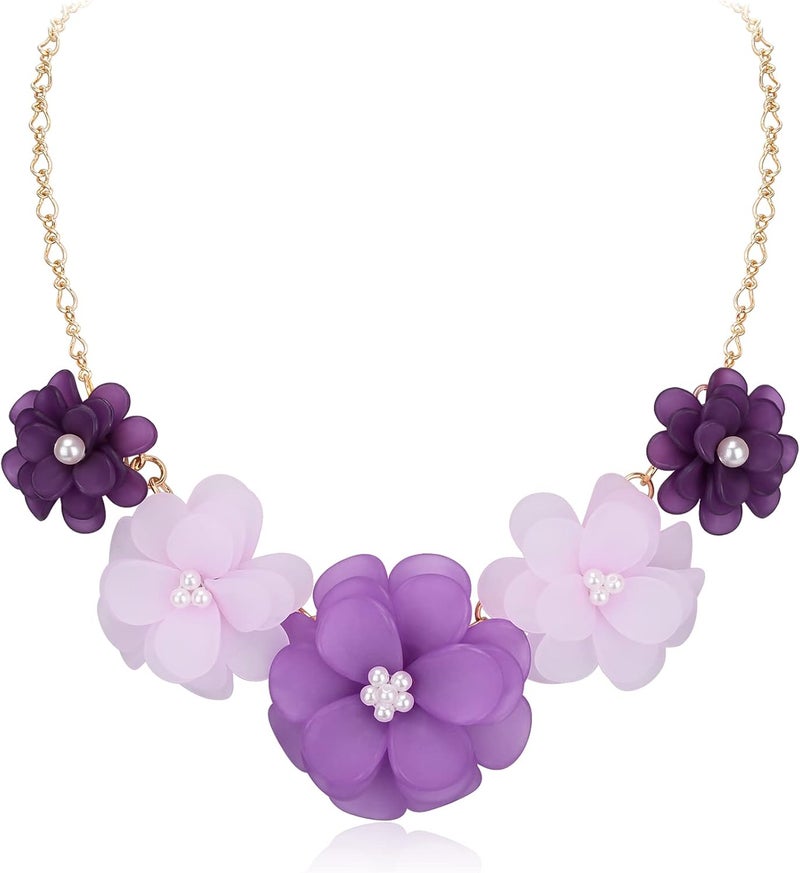 Flyonce Flower Collar Necklace, Floral Flowers Statement Summer Beach Chokers Necklaces for Women - Image 1